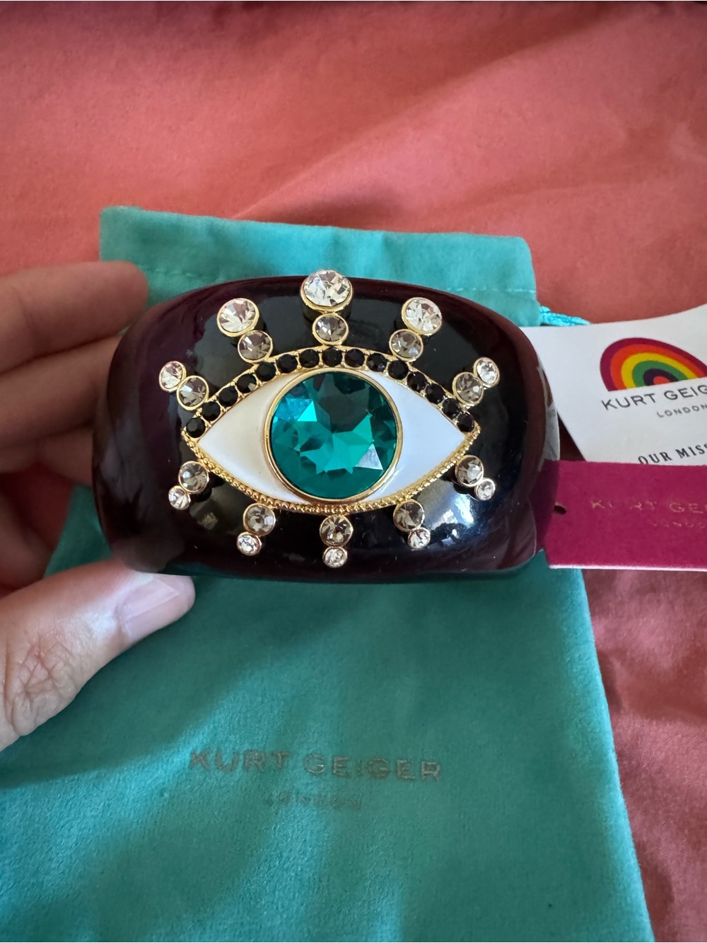 NEW NWT Kurt Geiger London Resin Evil Eye Bangle Black